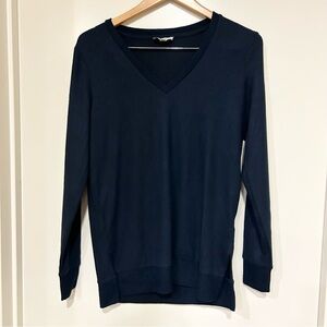 Lucky Brand Ladies V-Neck Tunic Pullover Light Sweater Top Navy XS oversized